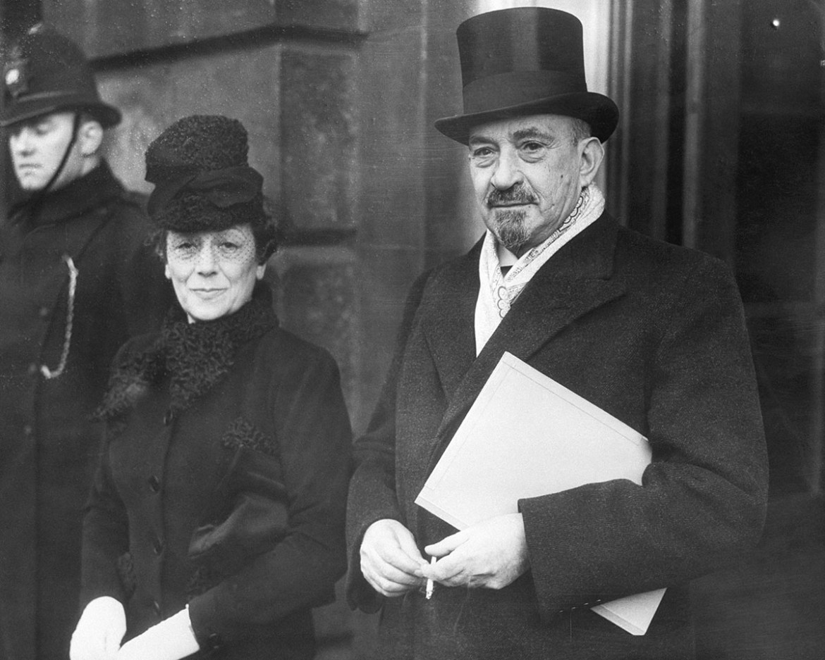 World Zionist Organization President Chaim Weizmann and his wife Vera outside St. James''s Palace in London where a conference is being held to discuss the creation of an Israeli state out of British-c