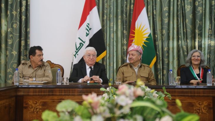 Fuad Masum and Masoud Barzani meet with politburo members of PUK and KDP