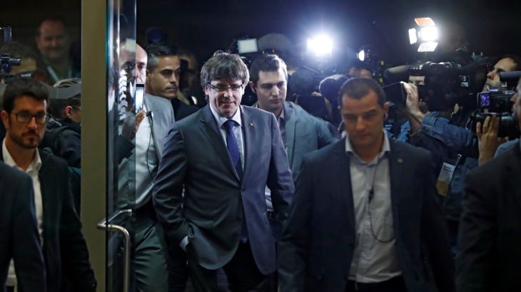 Catalan President Puigdemont arrives to attend the PDeCAT extraordinary national council meeting in Barcelona