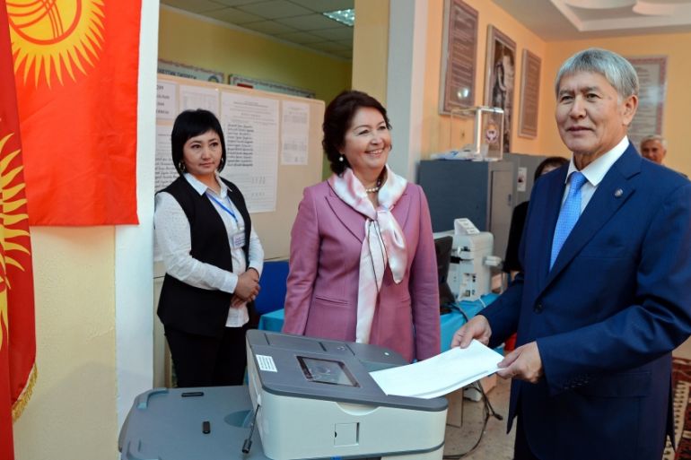 Kyrgyzstan''s outgoing president Almazbek Atambayev casts his ballot during the presidential election in Bishkek