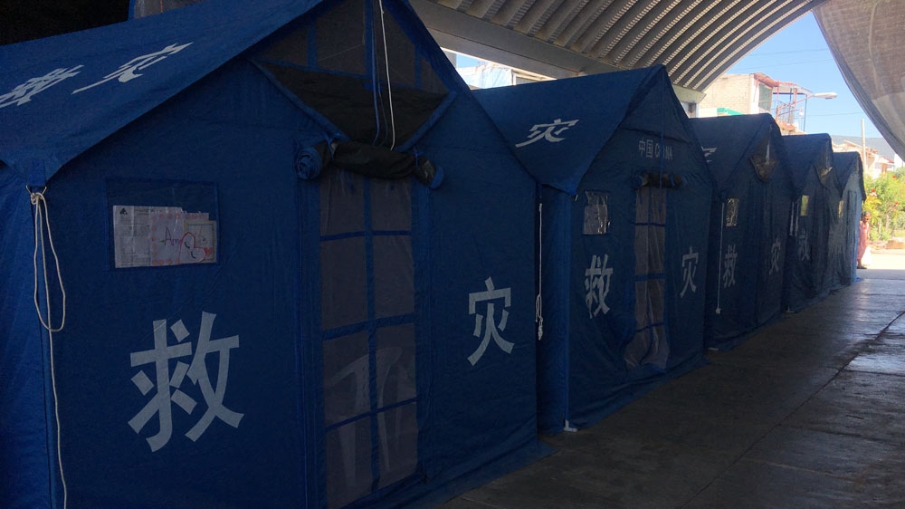 Many residents of Jojutla who have lost their homes are living in tents donated by the Chinese government [Simon Schatzberg/Al Jazeera] 