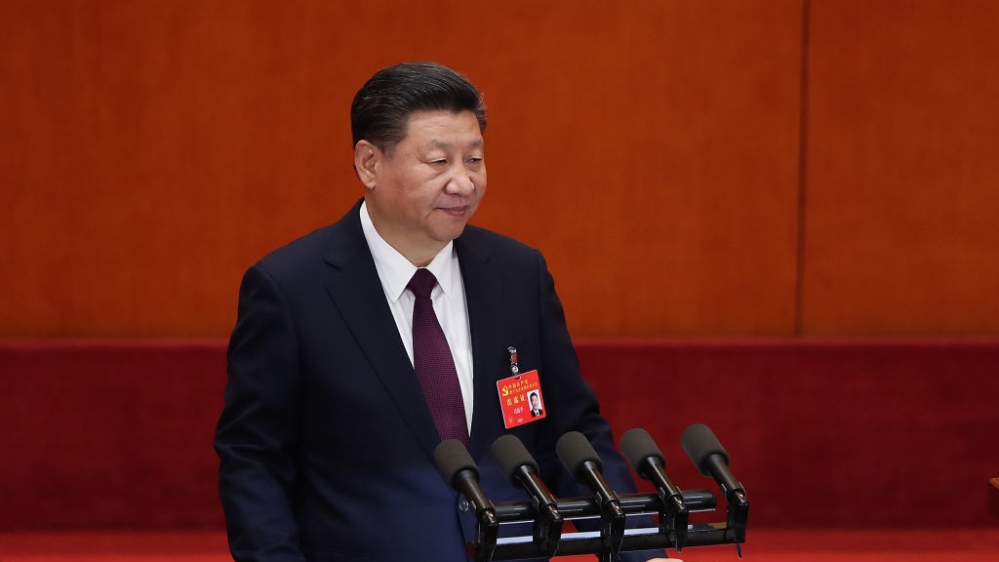 Chinese President Xi Jinping during the opening session of the 19th Communist Party Congress [Lintao Zhang/Getty Images]