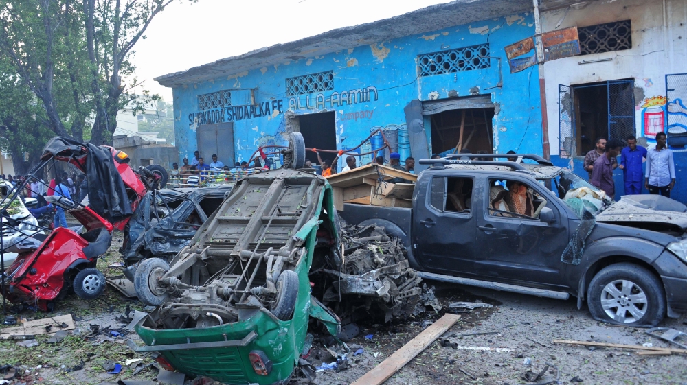 A car packed with explosives blew up outside Nasa-Hablod Hotel [Mohamed Abdiwahab/AFP]