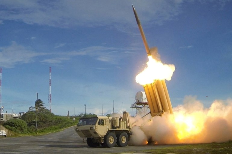 FILE PHOTO: A Terminal High Altitude Area Defense (THAAD) interceptor is launched during a successful intercept test