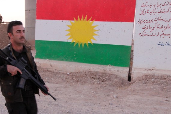 A Kurdish Peshmerga Fighter is seen in the Southwest of Kirkuk