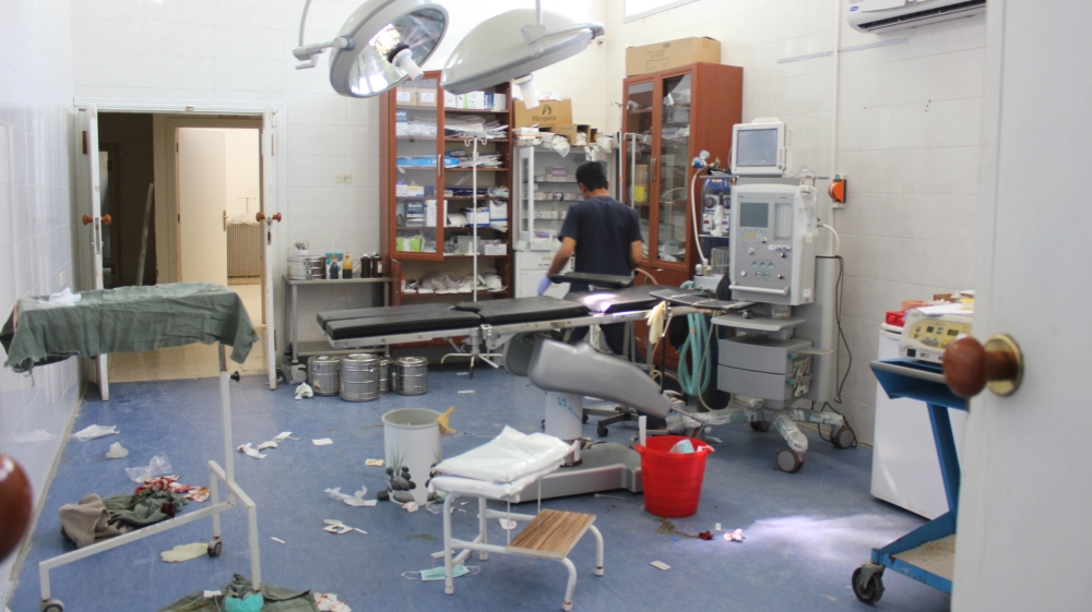 The operating theatre after a surgery conducted in Tal Abyad general hospital, northern Syria [Courtesy: MSF]