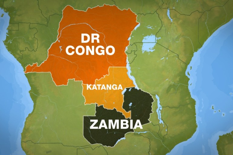 Katanga, DR Congo - Zambia map