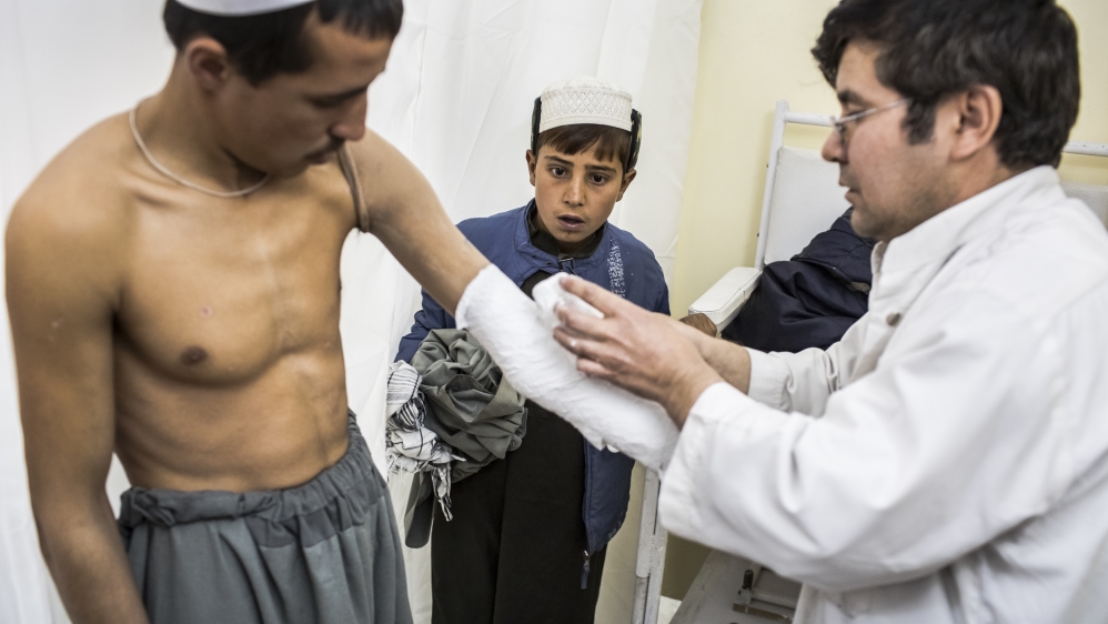 Zainullah, 18, has a mould cast for a prosthetic arm at the International Committee of the Red Cross (ICRC) orthopaedic centre on November 20, 2012 in Kabul, Afghanistan [Daniel Berehulak/Getty Images]