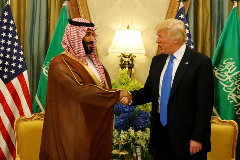 Trump meets with Saudi Arabia''s Deputy Crown Prince and Minister of Defense Mohammed bin Salman at the Ritz Carlton Hotel in Riyadh, Saudi Arabia