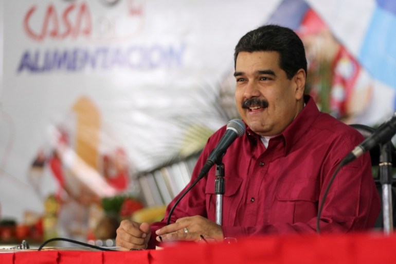 Venezuela''s President Nicolas Maduro speaks during an event with supporters in Caracas