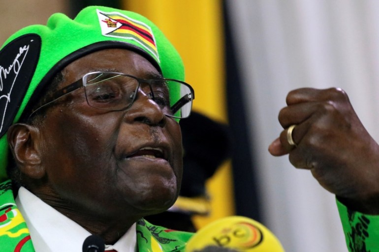 Zimbabwean President Robert Mugabe addresses a meeting of his ruling ZANU PF party''s youth league in Harare