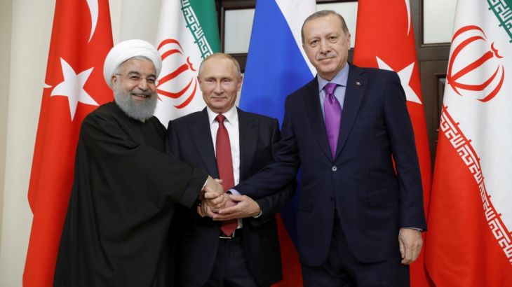 Iran''s President Hassan Rouhani, Russia''s Vladimir Putin and Turkey''s Tayyip Erdogan meet in Sochi