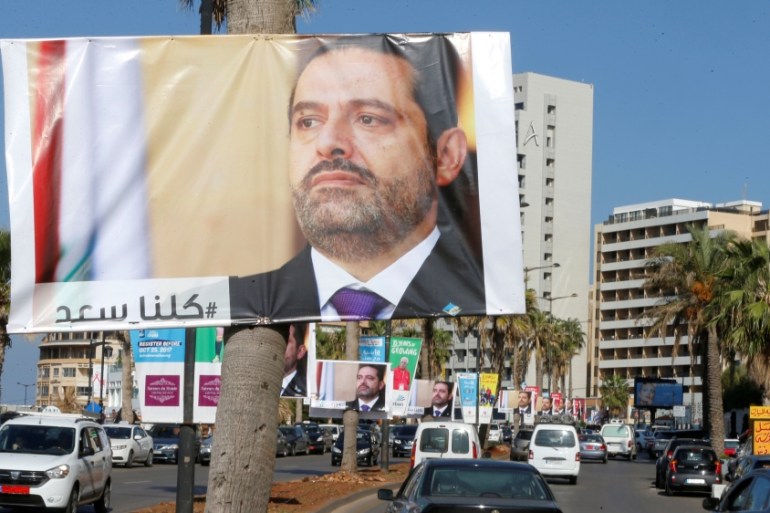 Posters depicting Lebanon''s Prime Minister Saad al-Hariri are seen in Beirut