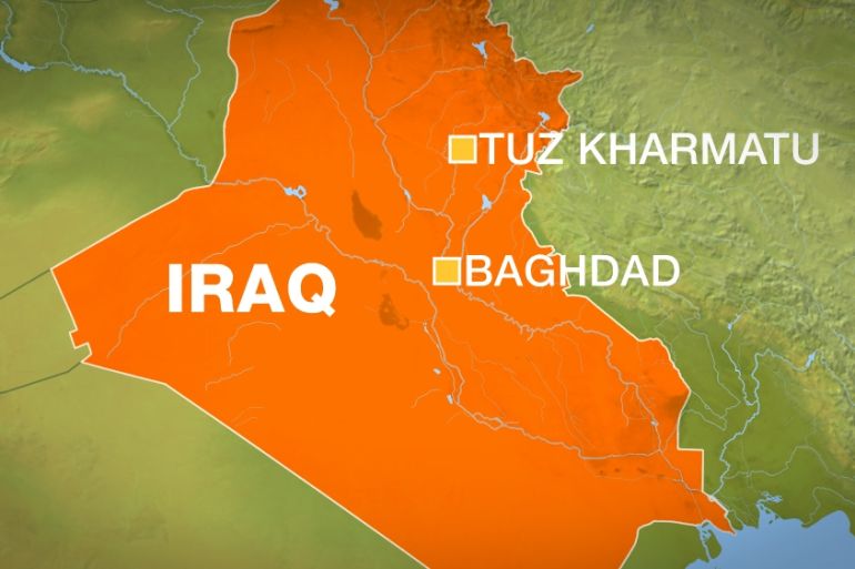 Map of Iraq showing Tuz Khurmatu