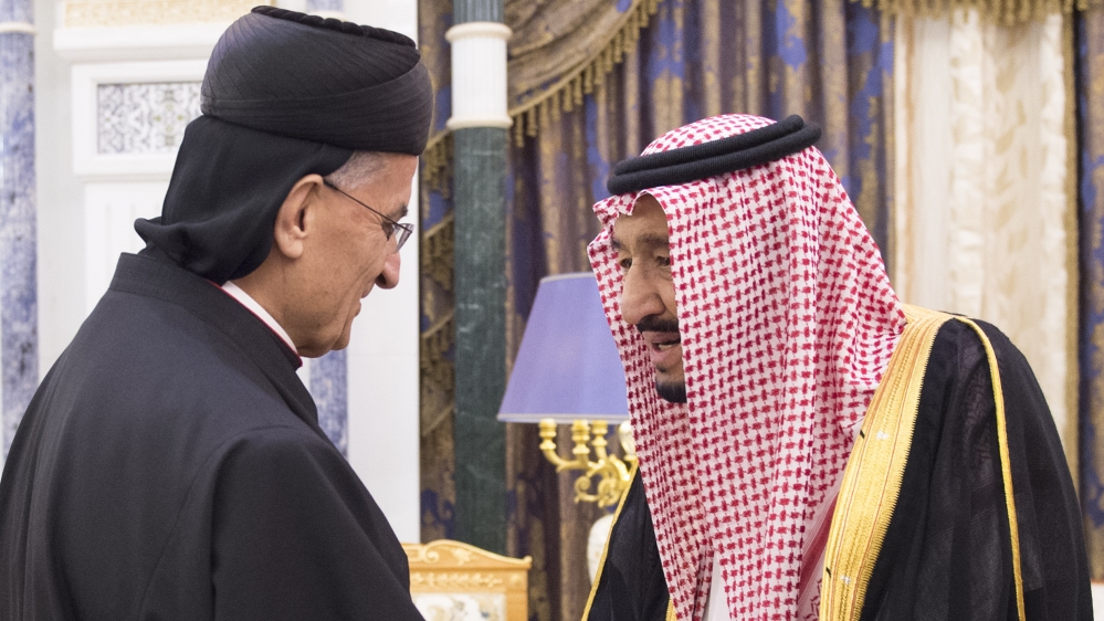 Rai meet King Salman besides others in Riyadh on Tuesday [Bandar Algaloud/Saudi Royal Council handout]