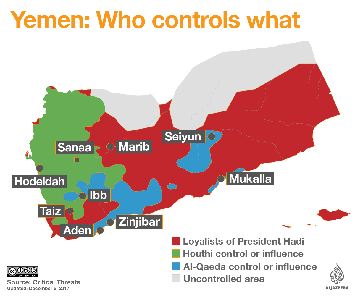 Yemen control map December