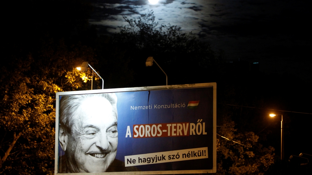 
Hungary's ruling Fidesz party has made philanthropist George Soros a primary target of its criticism [File: Bernadett Szabo/Reuters]
