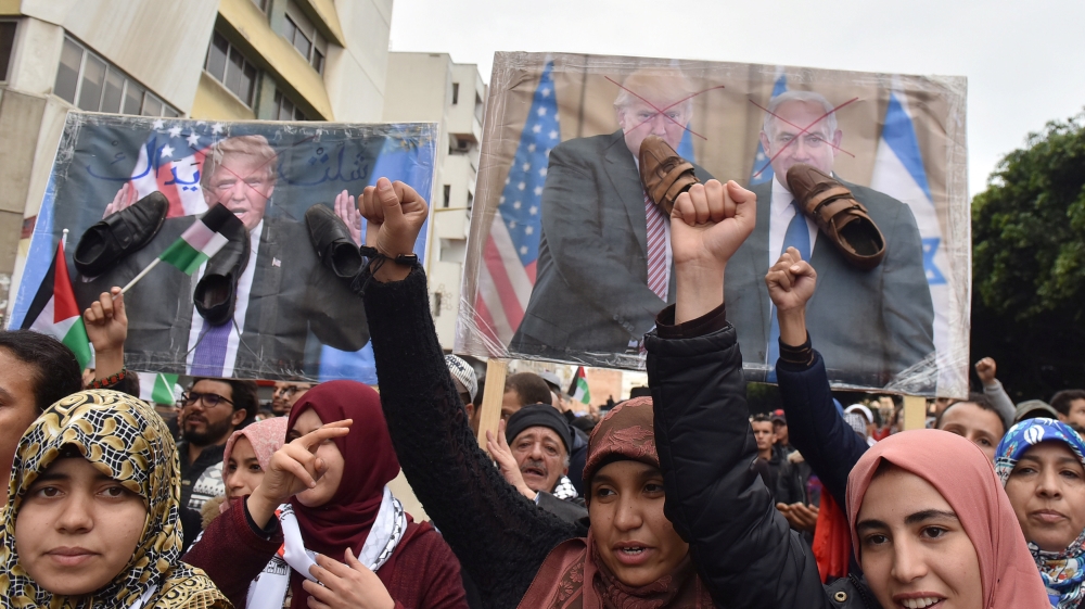 Demonstrators in Rabat expressed their opposition to Trump's decision [Reuters]