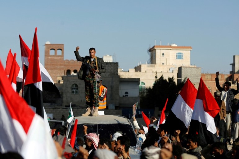 Houthi celebration after Saleh''s killing YEMEN Reuters