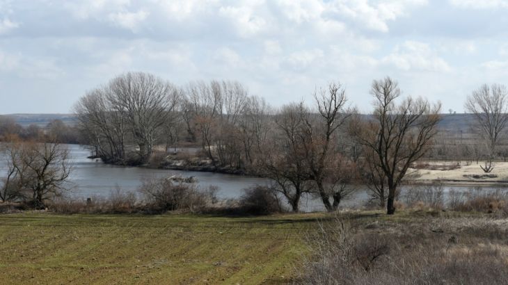 A view of the Evros river with the Turkish side of the border seen in the background, near the town of Didymoteicho