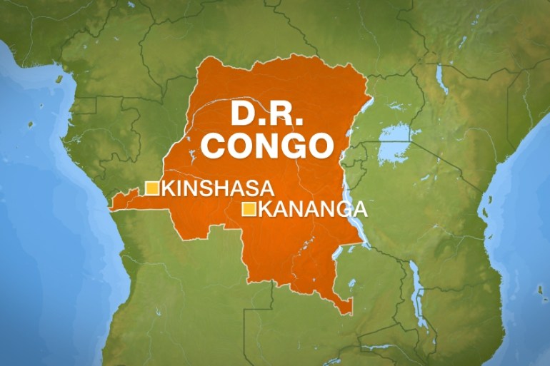 Kinshasa, Kananga map, Democratic Republic of Congo, DRC