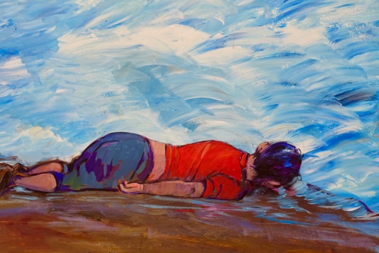 Muhammad Ansi''s "Untitled (Alan Kurdi)"