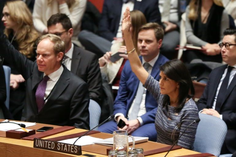 U.S. Ambassador to the United Nations Nikki Haley votes among other members of the United Nations Security Council to impose new sanctions on North Korea, in New York