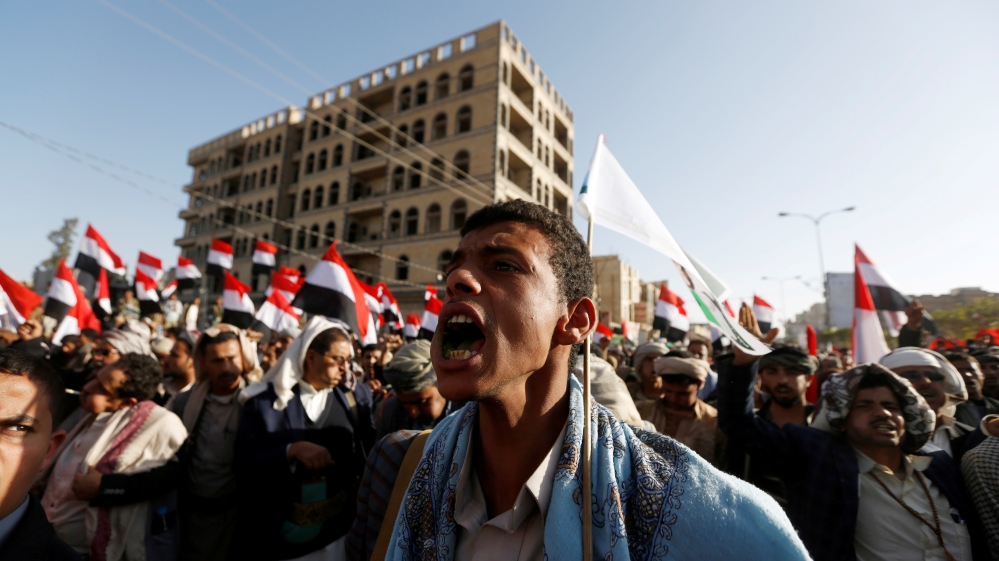 Houthi celebrations on Thursday in Sanaa followed Saleh's killing [Khaled Abdullah/Reuters]