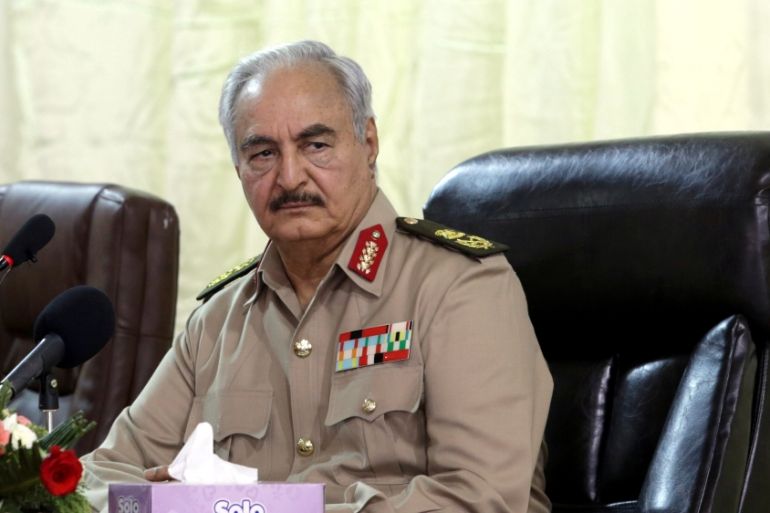 Libya''s eastern-based commander Khalifa Haftar attends General Security conference, in Benghazi