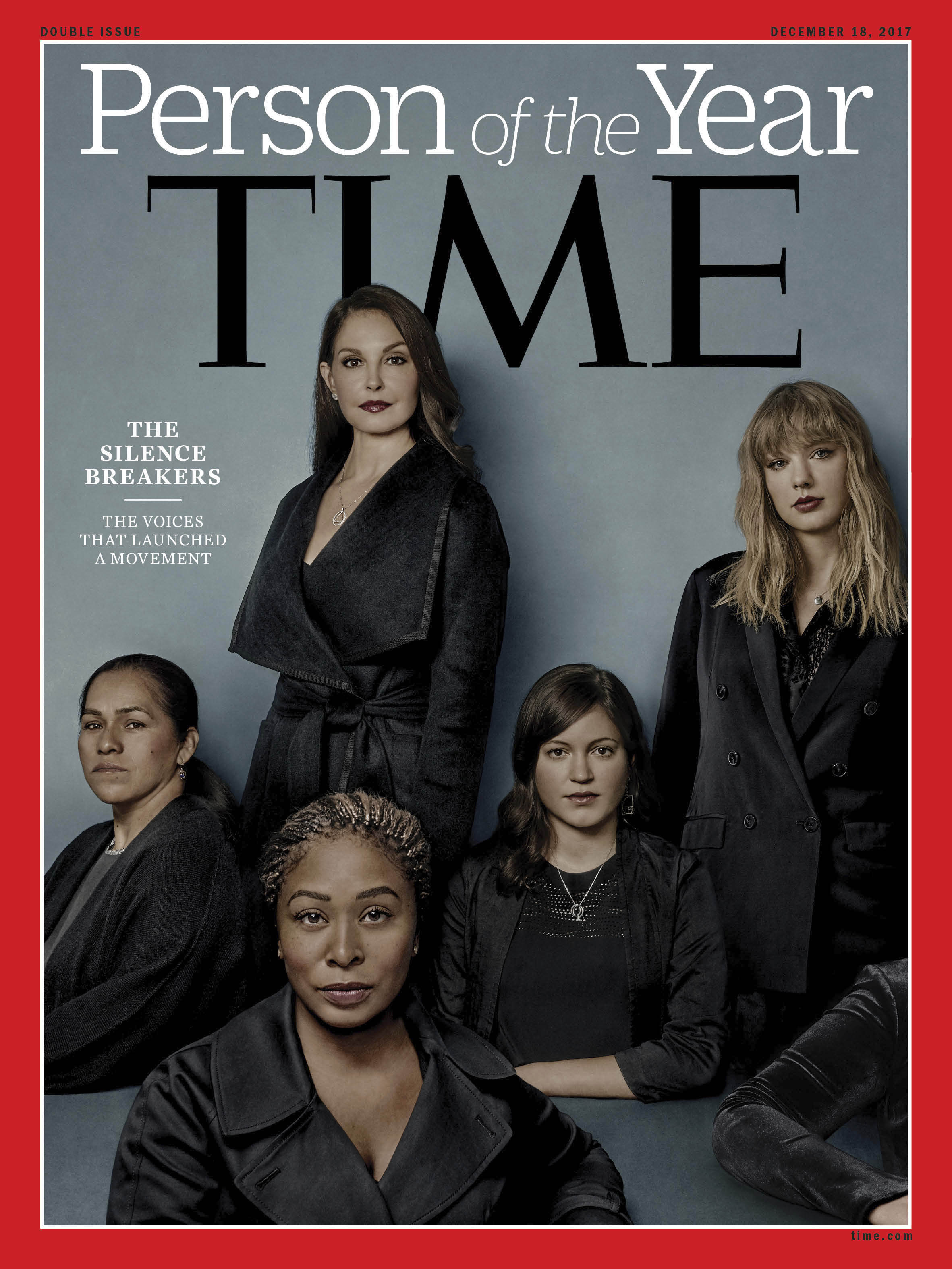 The Time magazine named the 'Silence Breakers', those who have shared their stories about sexual assault and harassment,                         'person of the year'. The magazine's cover features Isabel Pascual, Ashley Judd, Taylor Swift, Adama Iwu and Susan Fowler [AP]
