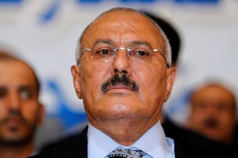 FILE PHOTO: Yemen''s former President Ali Abdullah Saleh attends a ceremony marking the 30th anniversary of the establishment of the General People''s Congress party, which he is leading, in Sanaa