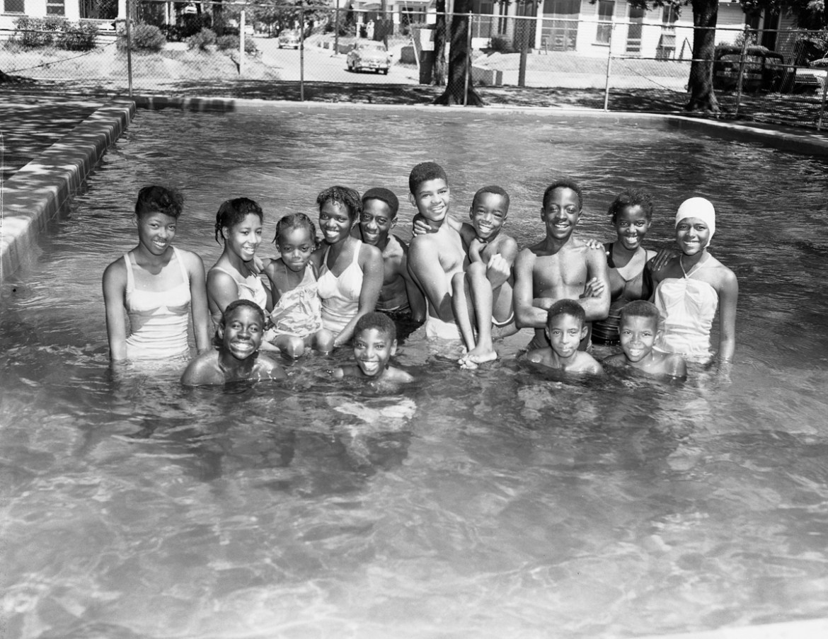 8: Dallas-based photographer R.C. Hickman captures a group of children at the Exline Park swimming pool on 27 July 1955. "Hickman was an outstanding photographer whose work will remain a permanent vis