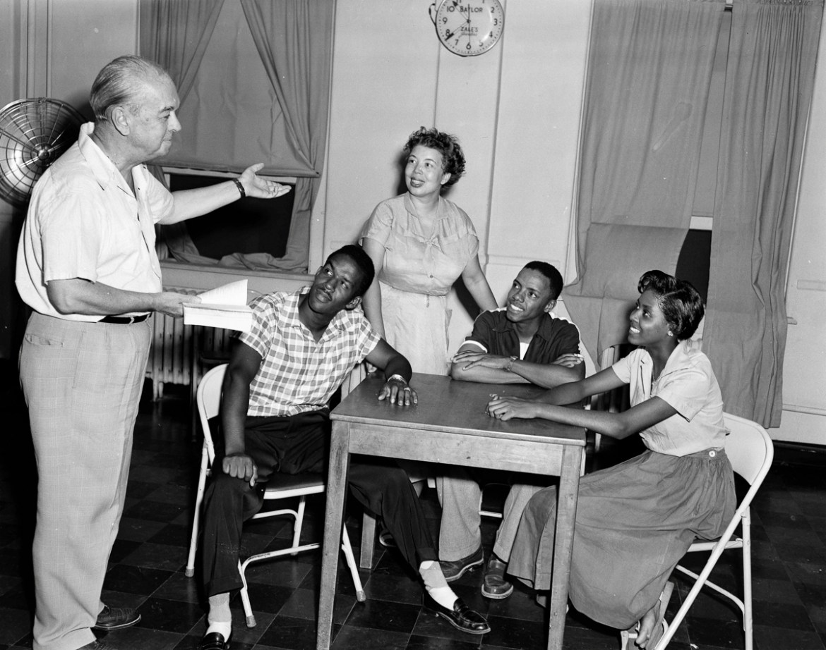 12: Actors preparing for a play at the Little Theatre in Dallas on 10 August 1953. “These are images of the ordinary lives of extraordinary people who succeeded in spite of all the obstacles in their