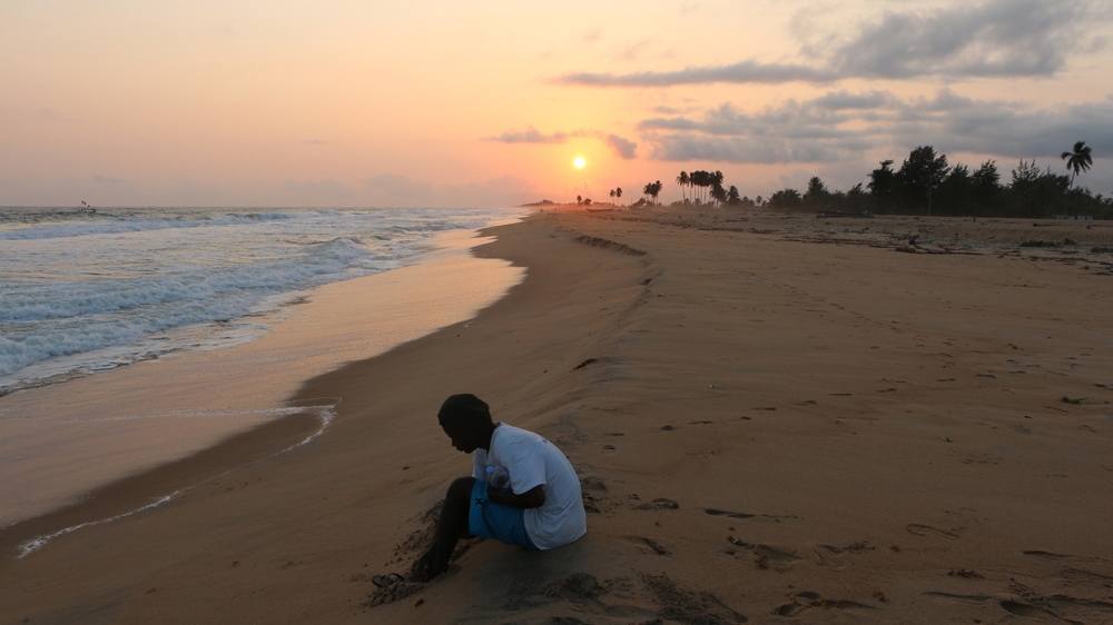 Lahou-Kpanda sits on a sliver of sand between the ocean and a lagoon [Brietta Hague/Al Jazeera]