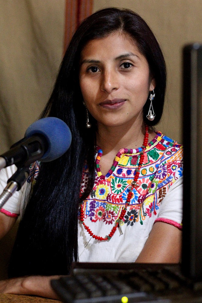 Amanda Chiquito is a reporter and radio host at Ixchel Radio [Ali Rae/Al Jazeera]