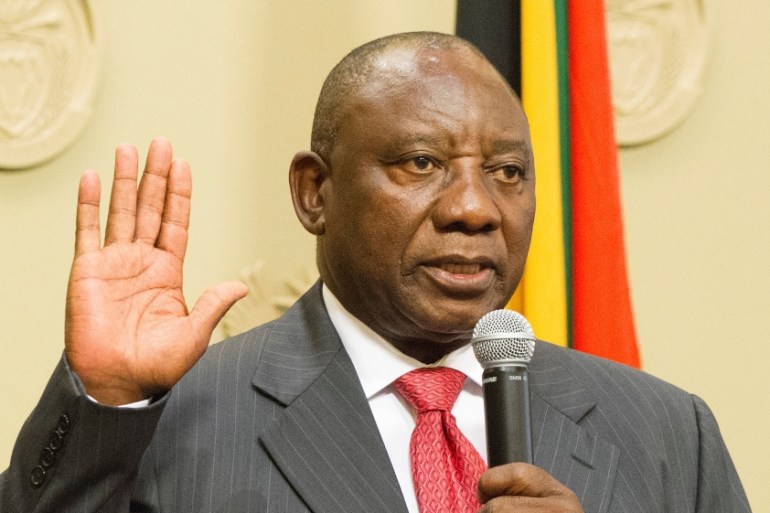 Cyril Ramaphosa is sworn in as the new South Africa president at the parliament in Cape Town, South Africa February 15, 2018.