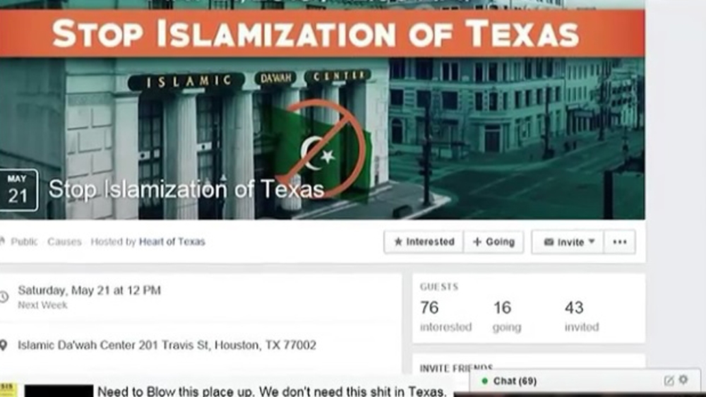 The 'Stop Islamization of Texas' Facebook event was seemingly sponsored by a Russian-sponsored Facebook page. [Al Jazeera]