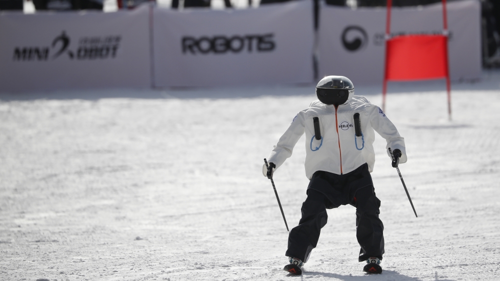 A robot takes part in the Ski Robot Challenge at a ski resort in Hoenseong, South Korea [Kim Hong-Ji/Reuters]