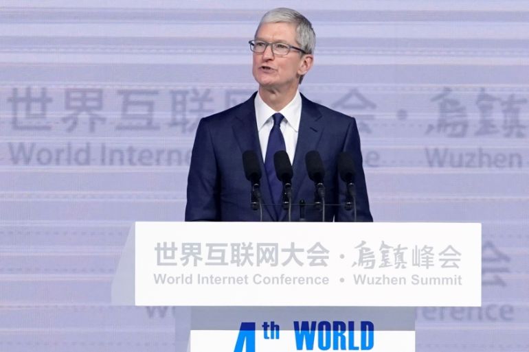 Apple CEO Tim Cook attends the opening ceremony of the fourth World Internet Conference in Wuzhen