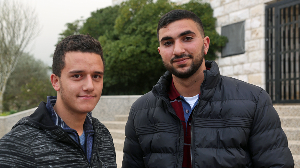 Birzeit University students Yahya Alawi, 20 (L) and Yahya Rabee, 21 (R) both spent time in prison for their participation in a Hamas-affiliated group on campus [Mersiha Gadzo/Al Jazeera]