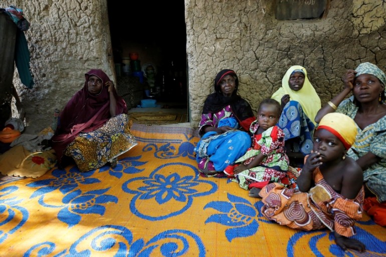 Relatives pay a condolence visit to the mother of one of the abducted GGSTC Dapchi student in Jumbam village