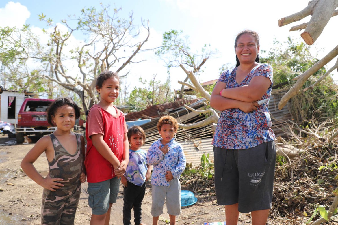 Salonie Fusitua and her family had their home badly damaged by Tropical Cyclone Gita. They''re sleeping in a tent provided by Red Cross for now while they try to fix their house.
