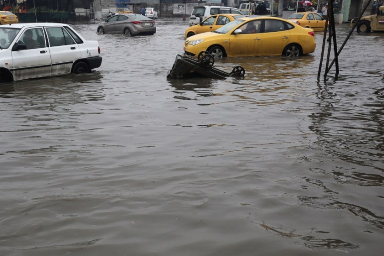 Flooding in Baghdad, Iraq on February 16, 2018
