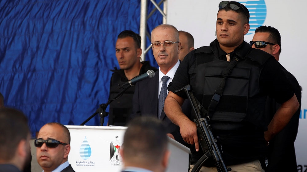 Hamdallah was in Gaza to inaugurate a wastewater-treatment plant [Mohammed Salem/Reuters]