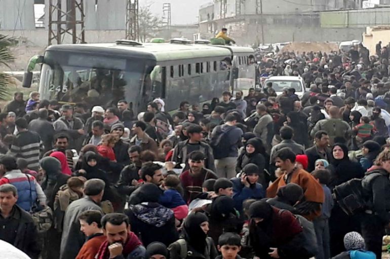 Syrians leaving Eastern Ghouta