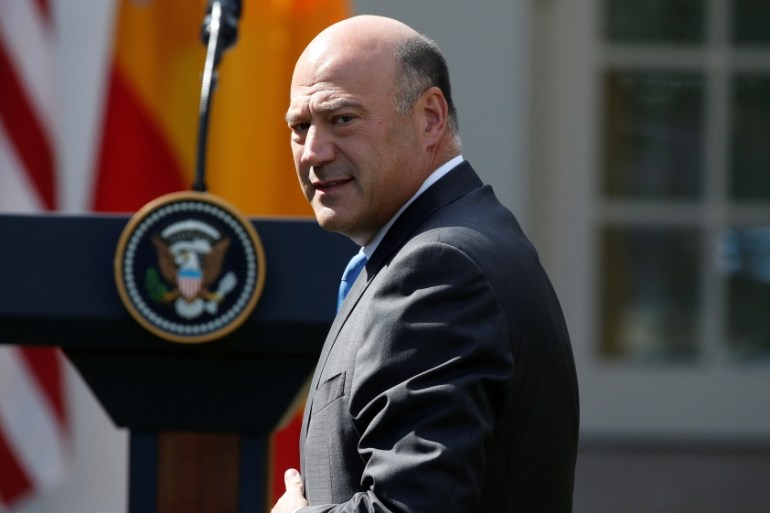 Director of the National Economic Council Gary Cohn arrives before a joint news conference of U.S. President Donald Trump and Spanish Prime Minister Mariano Rajoy at the White House in Washington