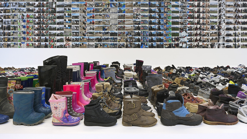 Shoes taken from a Greek refugee camp which no longer exists [File: Ai Weiwei studio]