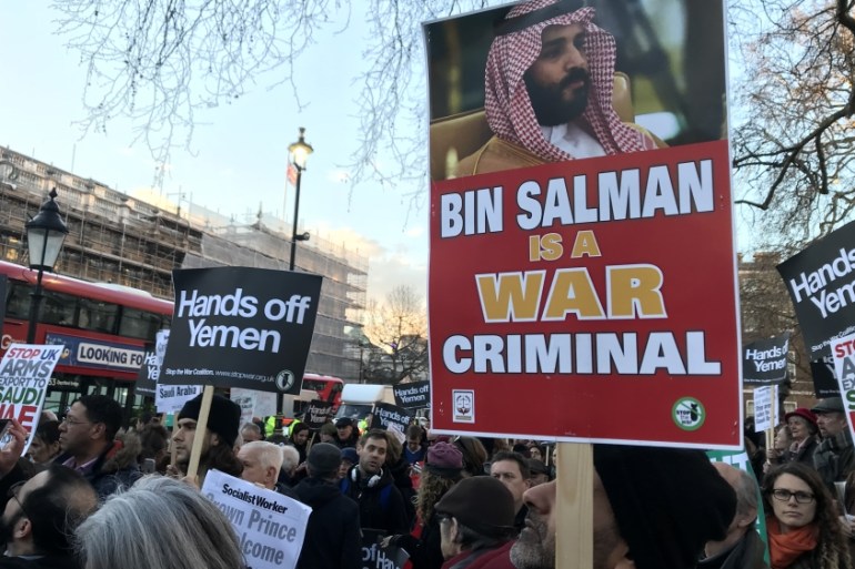 Protest against Crown Prince of Saudi Arabia Al-Saud in London