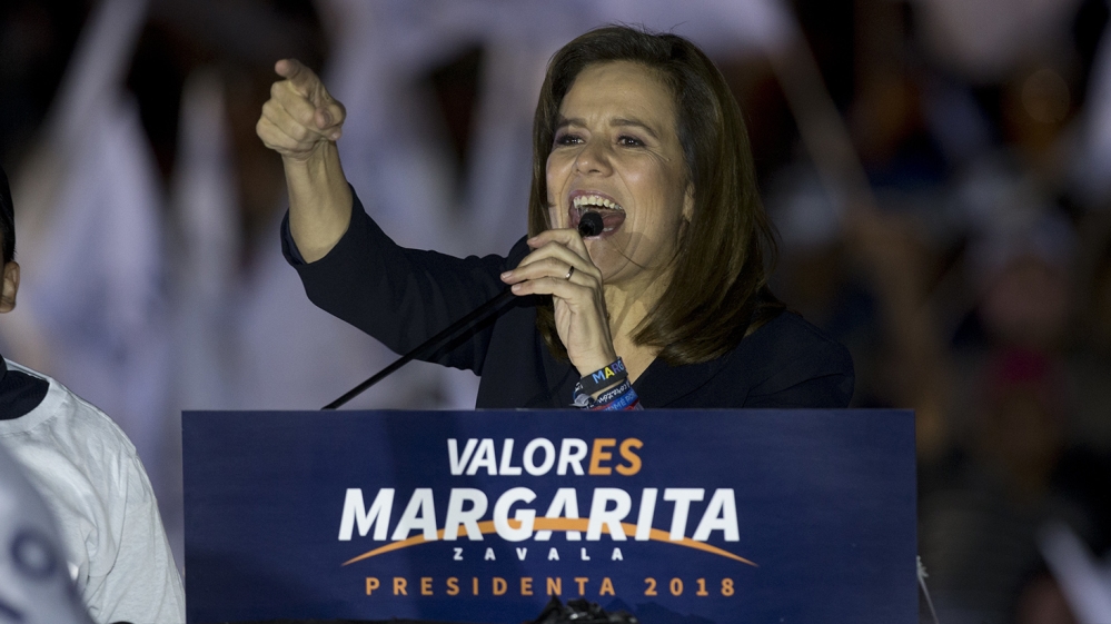 Former first lady and independent presidential candidate Margarita Zavala addresses supporters during a rally at the start of her electoral campaign in Mexico City [Eduardo Verdugo/AP Photo] 