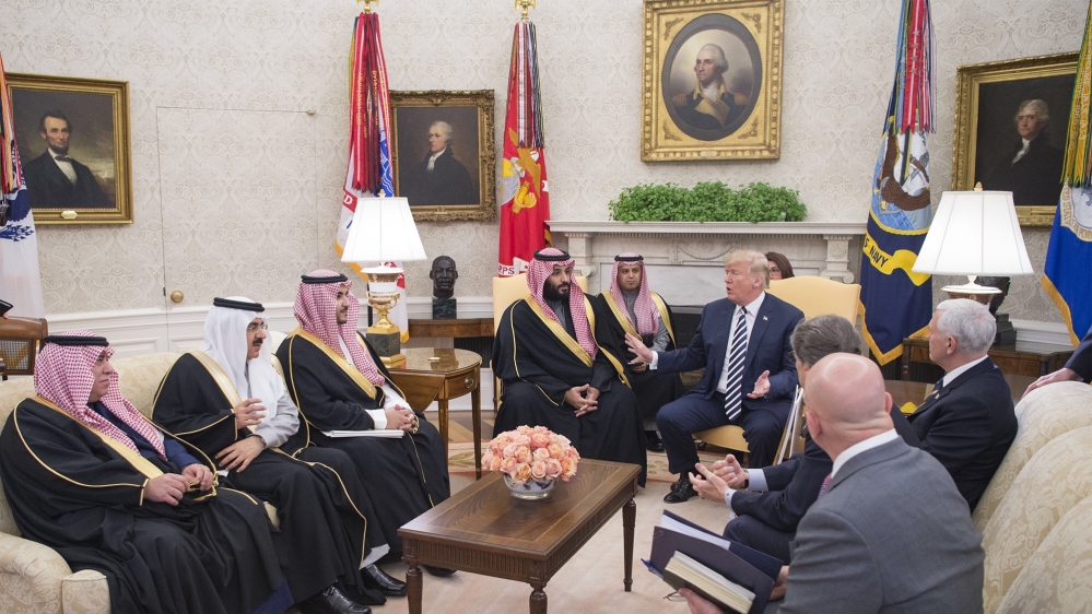 Trump praised MBS in his new role at Tuesday's meeting [Bandar Algaloud/Saud Kingdom Council]